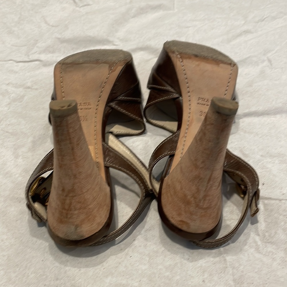 Prada Brown Leather Criss-cross Sandals - Picture 4 of 15
